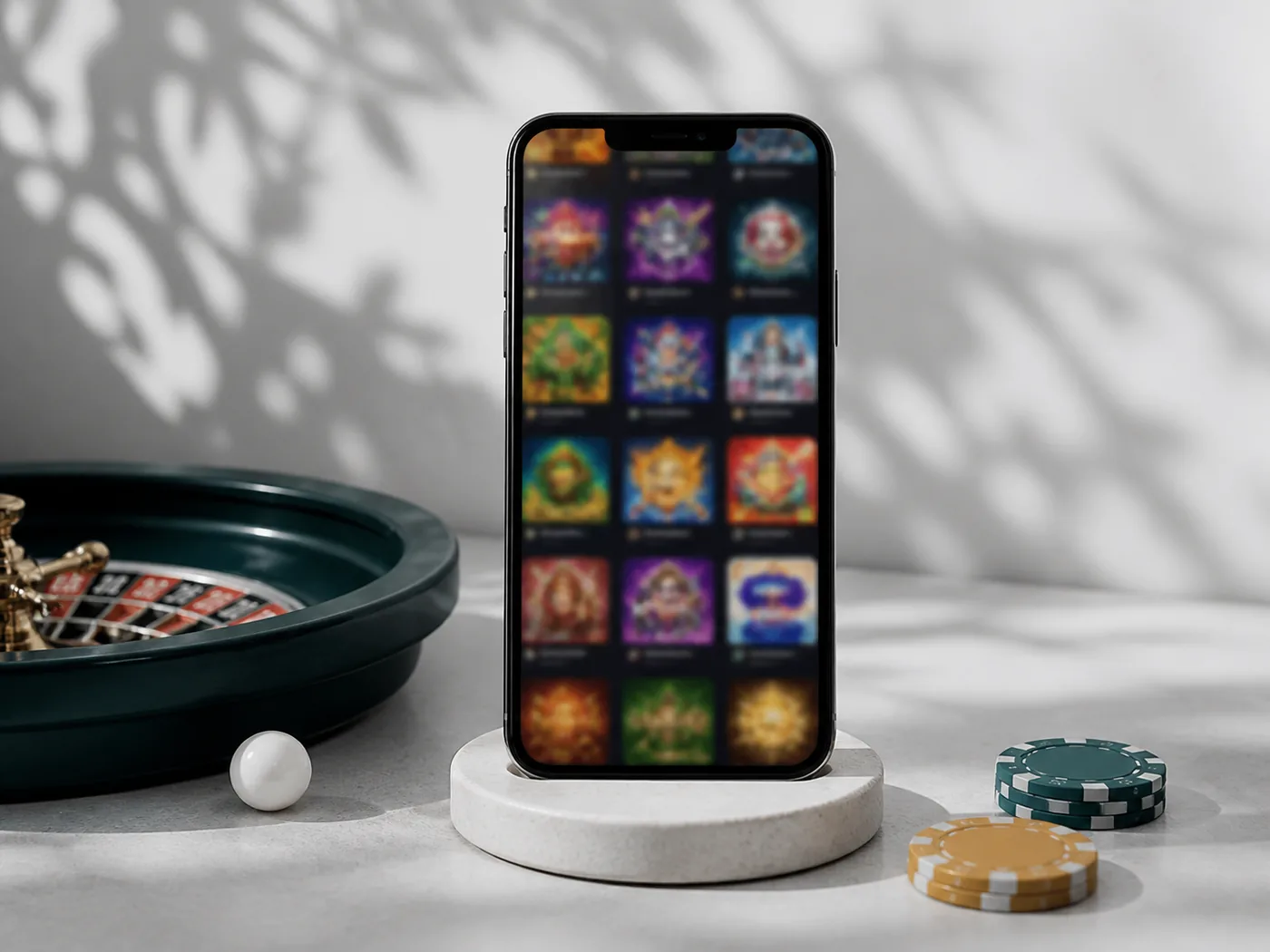 Celular sem marca com catálogo abstrato de jogos